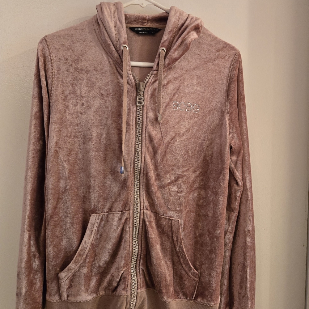 Vintage BCBGMaxAzria Blush Velvet Hoodie